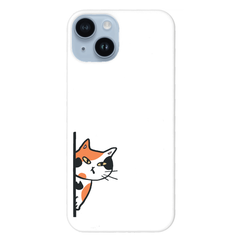 のぞき見ネコ　三毛猫 iPhone14 (白)