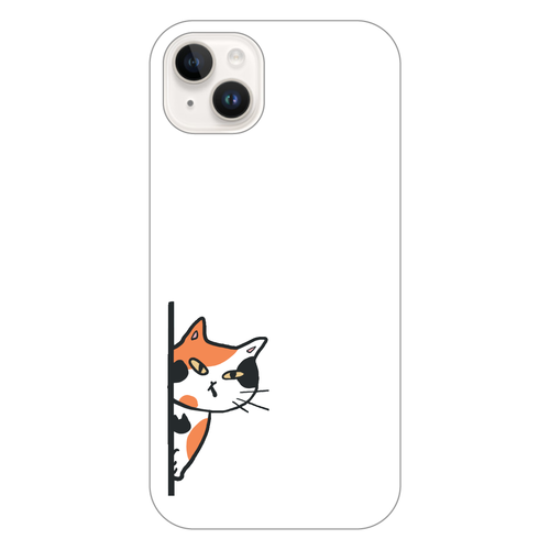 のぞき見ネコ　三毛猫 iPhone14 Plus (白)