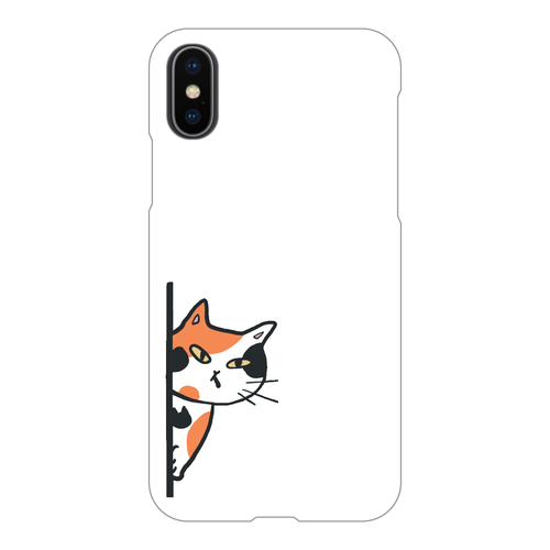 のぞき見ネコ　三毛猫 iPhoneX/Xs(白)