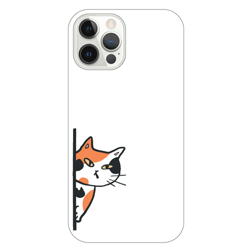 のぞき見ネコ　三毛猫 iPhone12 Pro (白/黒)