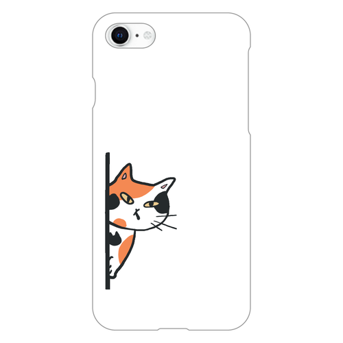 のぞき見ネコ　三毛猫 iPhone SE3 (第3世代)(白)