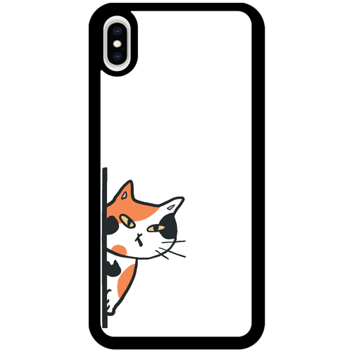 のぞき見ネコ　三毛猫 iPhoneXsMAX_プリントパネルラバーケース