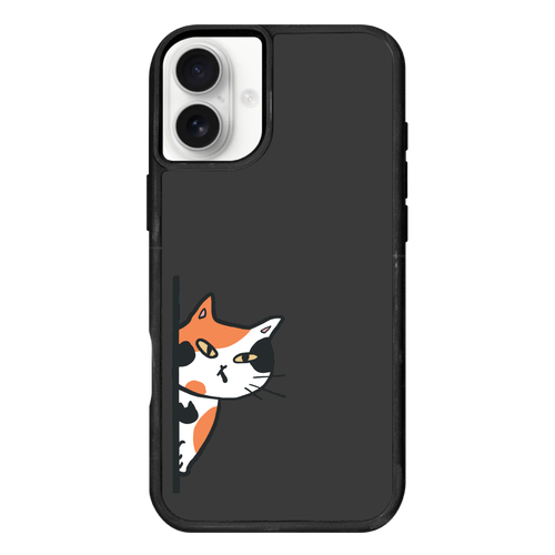 のぞき見ネコ　三毛猫 iPhone16Plus プリントパネルラバーケース