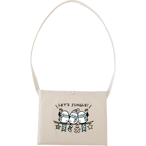 シマエナガ君のクリスマスパーティー キャンバスサコッシュ(フルカラー転写プリント)