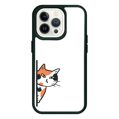 のぞき見ネコ　三毛猫 iPhone14pro クリアパネルラバーケース