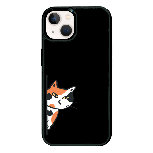 のぞき見ネコ　三毛猫 iPhone 13 プリントパネルラバーケース