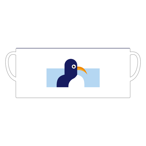 ペンギン・青 陶器マグストレート バイカラー
