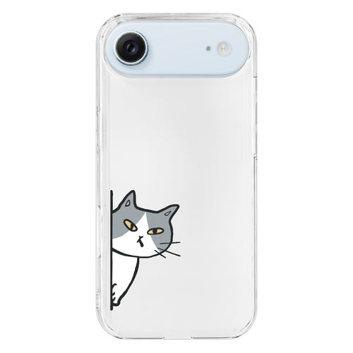 のぞき見ねこ iPhone17 Air (透明)(ハードケース)