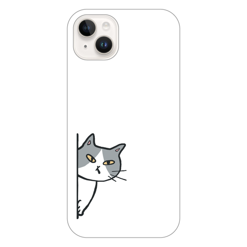 のぞき見ねこ iPhone14 Plus (白)