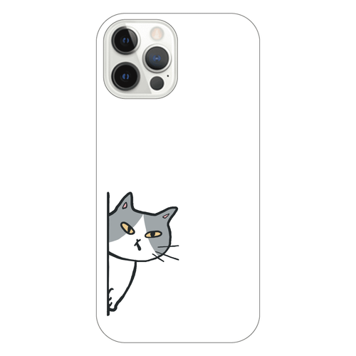 のぞき見ねこ iPhone12 Pro (白/黒)