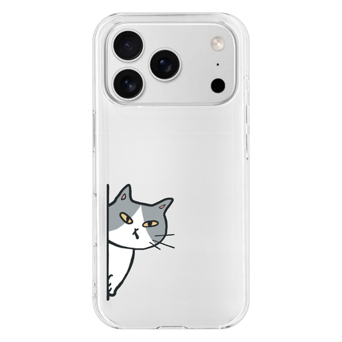 のぞき見ねこ iPhone17 Pro (透明)(ハードケース)