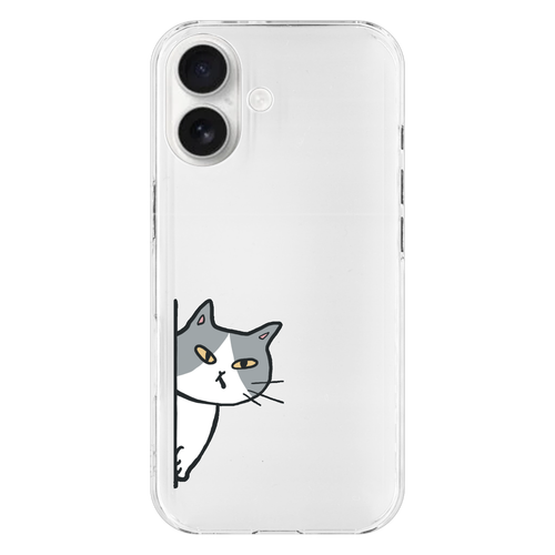 のぞき見ねこ iPhone17 (透明)(ハードケース)