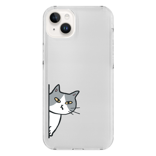 のぞき見ねこ iPhone14 Plus (透明)