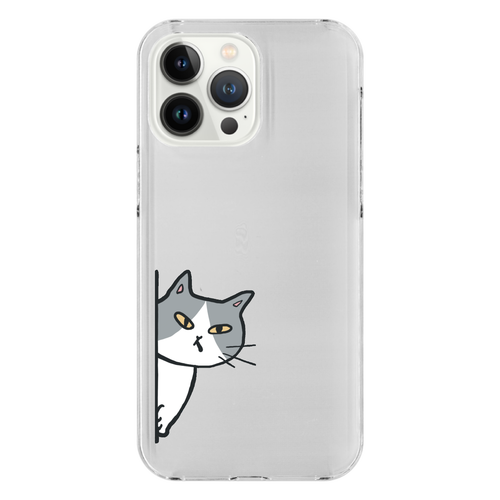 のぞき見ねこ iPhone14 Pro Max (透明)
