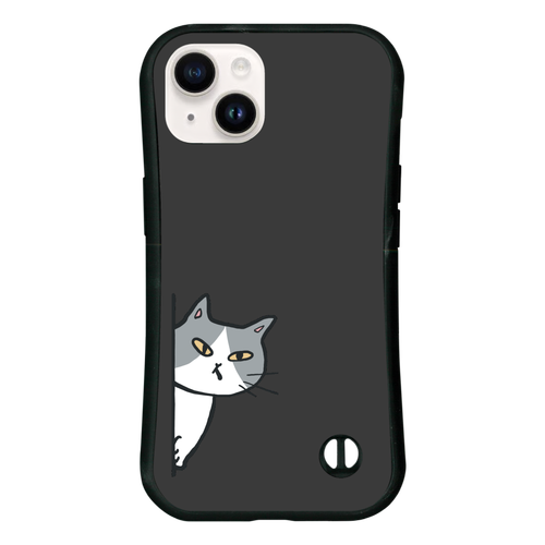 のぞき見ねこ iPhone14 耐衝撃吸収グリップケース