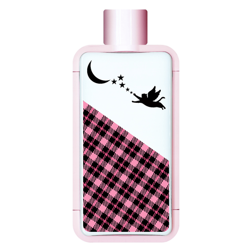 天使な猫と月（チェック柄・ピンク）おでかけ・オフィスの水分補給 フレームスクエアボトル