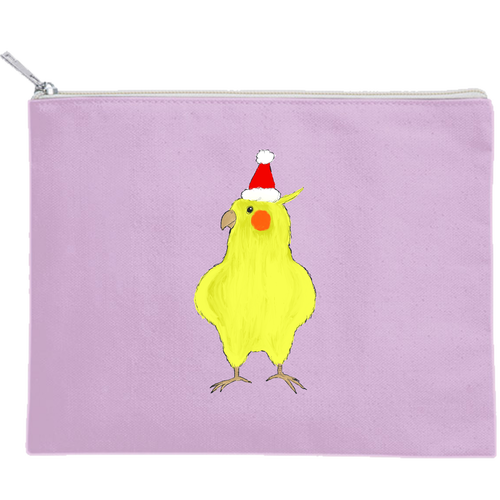 オカメインコのクリスマス キャンバスポーチ（M）【白プリント有】