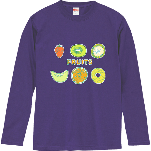 フルーツ好きのためのデザイン ロングスリーブTシャツ