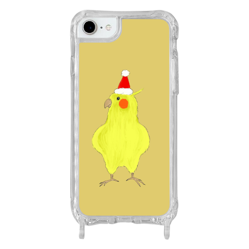 オカメインコのクリスマス iPhone SE(第2世代･第3世代)/8/7/6s/6用リング型 ストラップホール付き　クリアケース