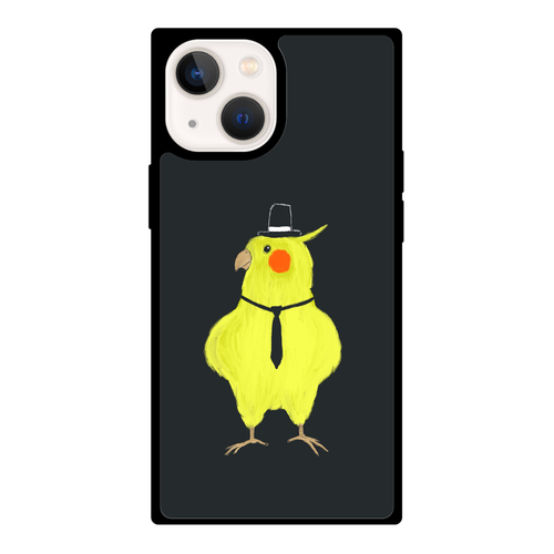 スパイみたいなオカメインコ iPhone 13 mini 背面強化ガラス(スクエア)