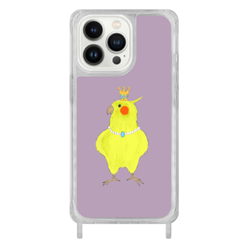 お姫様みたいなオカメインコ iPhone 13 Pro用リング型 ストラップホール付き クリアケース