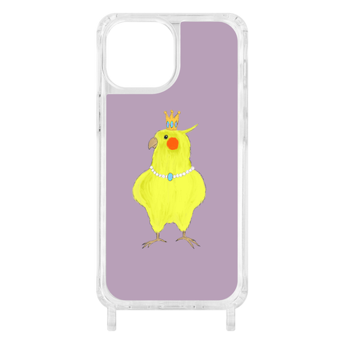 お姫様みたいなオカメインコ iPhone 13 mini用リング型 ストラップホール付き クリアケース