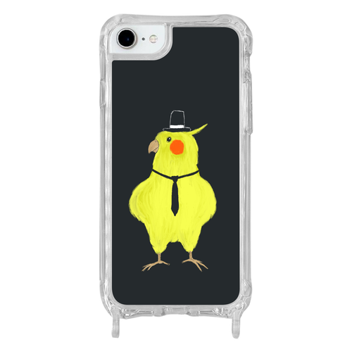 スパイみたいなオカメインコ iPhone SE(第2世代･第3世代)/8/7/6s/6用リング型 ストラップホール付き　クリアケース