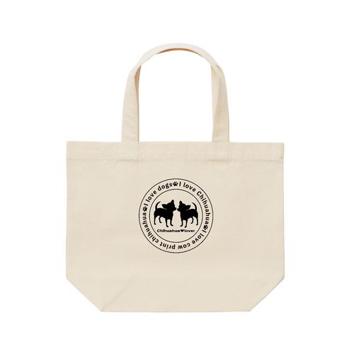 チワワシルエット黒〇 レギュラーキャンバストートバッグ(S)(フルカラー転写プリント)