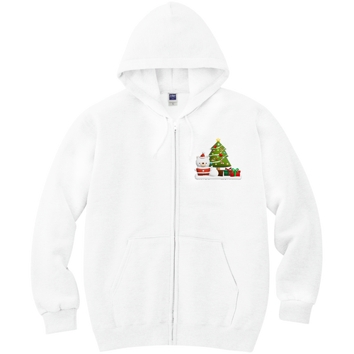 クマちゃんサンタ！プックリイラスト・クリスマス 軽量ジップアップパーカー