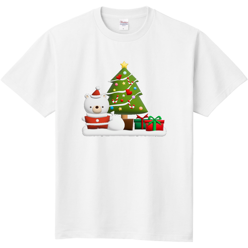 クマちゃんサンタ！プックリイラスト・クリスマス 定番Ｔシャツ