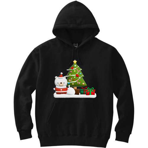 クマちゃんサンタ！プックリイラスト・クリスマス 軽量プルパーカー (長袖プリント)