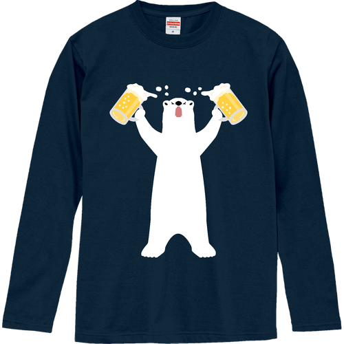 生ビール NO BEER NO BEAR（文字無し） ロングスリーブTシャツ