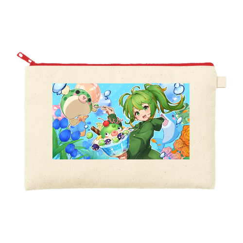 夢と希望でいっぱいポーチ カラーファスナーキャンバスフラットポーチ（M）