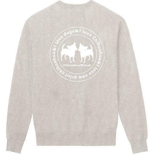 チワワシルエット白〇背面プリント 定番スウェット