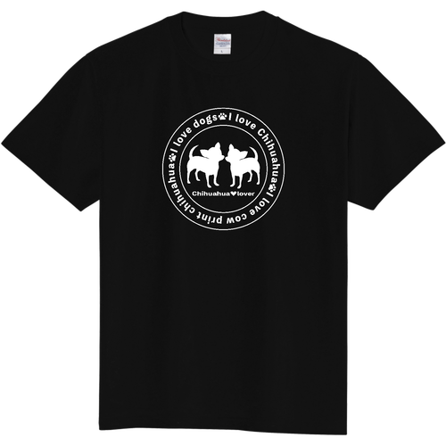 チワワシルエット白〇 定番Ｔシャツ