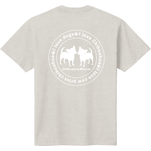 チワワシルエット白〇背面プリント 定番Ｔシャツ