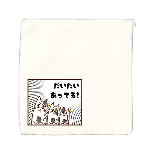 首のない猫(ぶち三兄弟)「だいたいあってる！」｜眼鏡・スマホのお手入れや、ちょっとしたプレゼントにも！ マイクロファイバーミニクロス