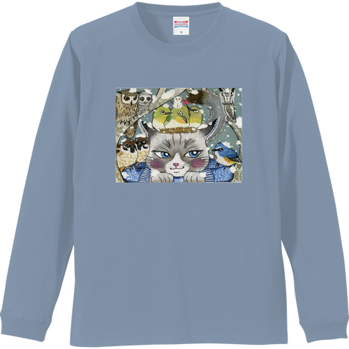 ねことふゆ リブ付 ロングスリーブＴシャツ