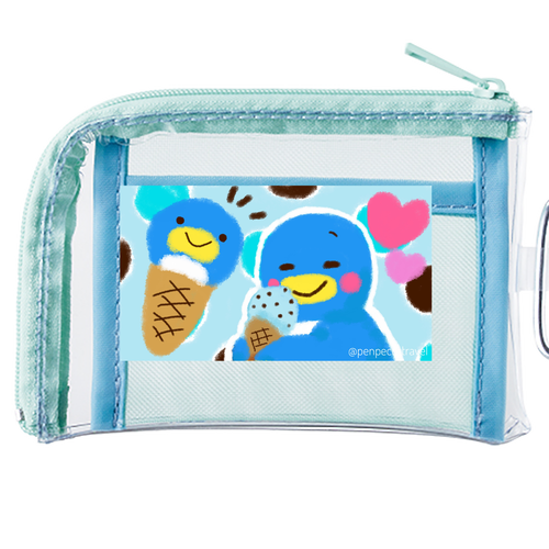 【ペンギン】ぺんぺこアイスクリーム/ペンギン・アイスクリーム・小物入れ メッシュポケットクリアミニポーチ