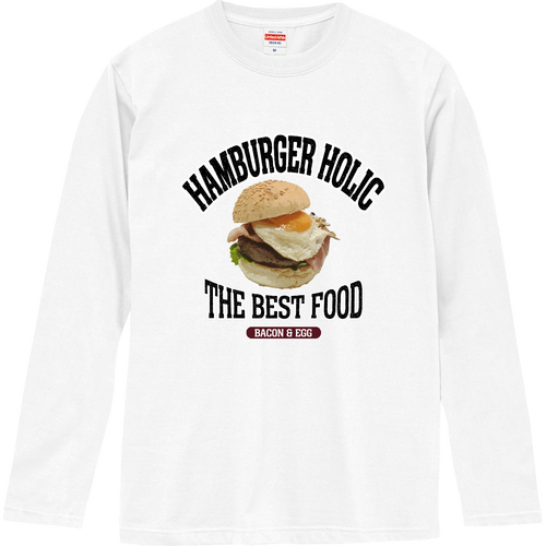 ベーコン＆エッグバーガー（ビンテージ風） ロングスリーブTシャツ