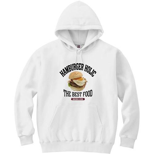 ベーコン＆エッグバーガー（ビンテージ風） 軽量プルパーカー (長袖プリント)