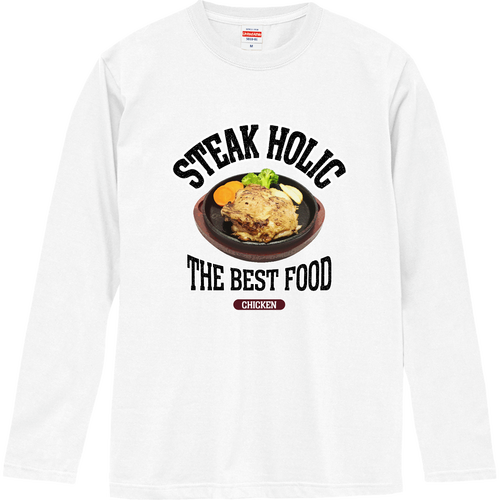 チキンステーキ（ビンテージ風） ロングスリーブTシャツ