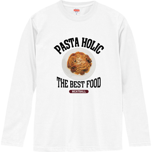 ミートボールパスタ（ビンテージ風） ロングスリーブTシャツ