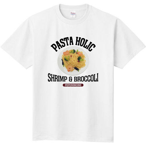 エビとブロッコリーのペペロンチーノ（ビンテージ風） 定番Ｔシャツ