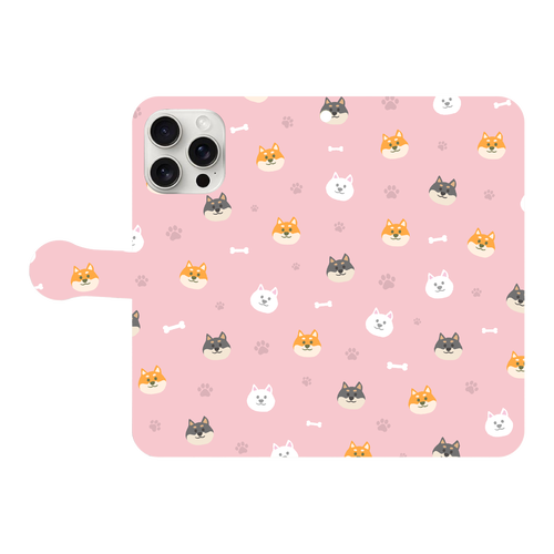 柴犬いっぱい iPhone16 Pro Max 手帳型スマホケース