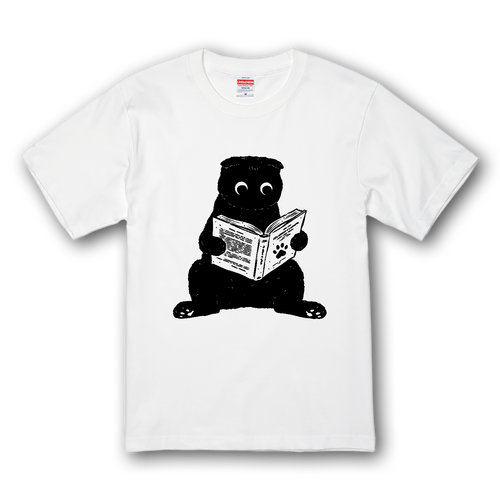スコ座りで読書（スコティッシュフォールド） プレミアムTシャツ
