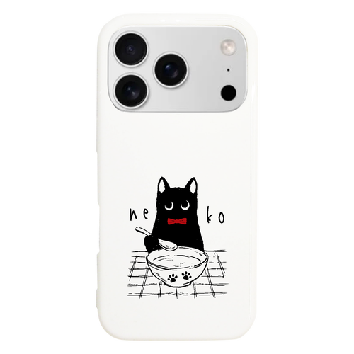 ミルクを味わう黒猫くん red iPhone17 Pro (ハードケース)