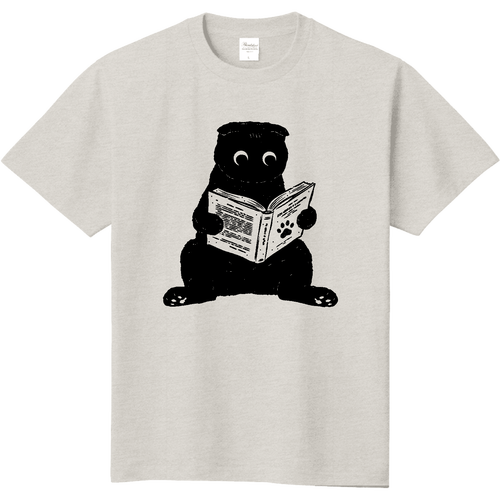 スコ座りで読書（スコティッシュフォールド） 定番Ｔシャツ
