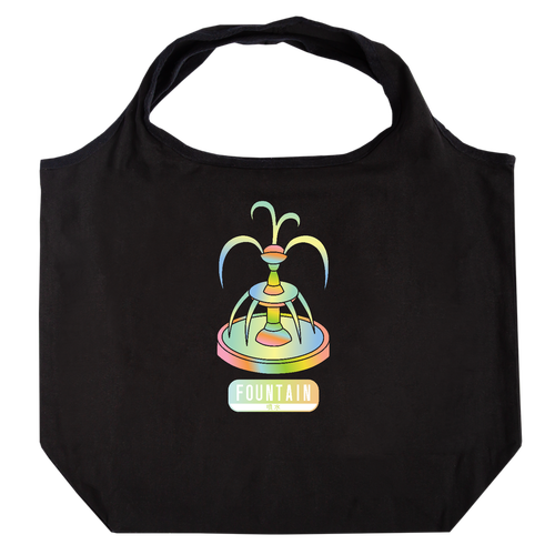 【FOUNTAIN - 都会のオアシス 噴水】トートバッグ たためるマルシェ【白プリントあり】
