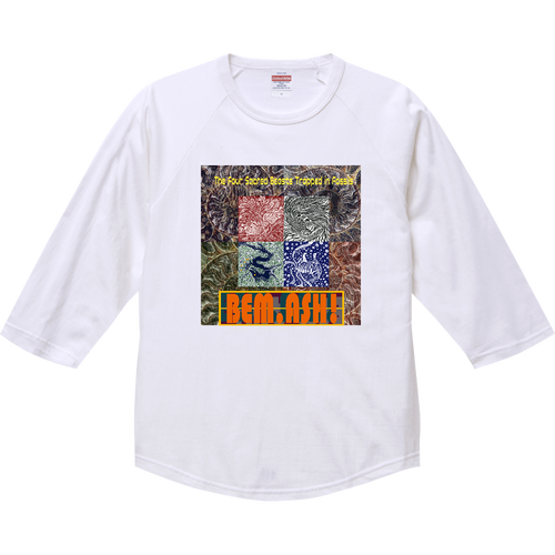 【ビェム.アッシュ】シリーズ　『化石に閉じ込められた四聖獣＝The Four Sacred Beasts Trapped in Fossils』 ラグランTシャツ（七分袖）